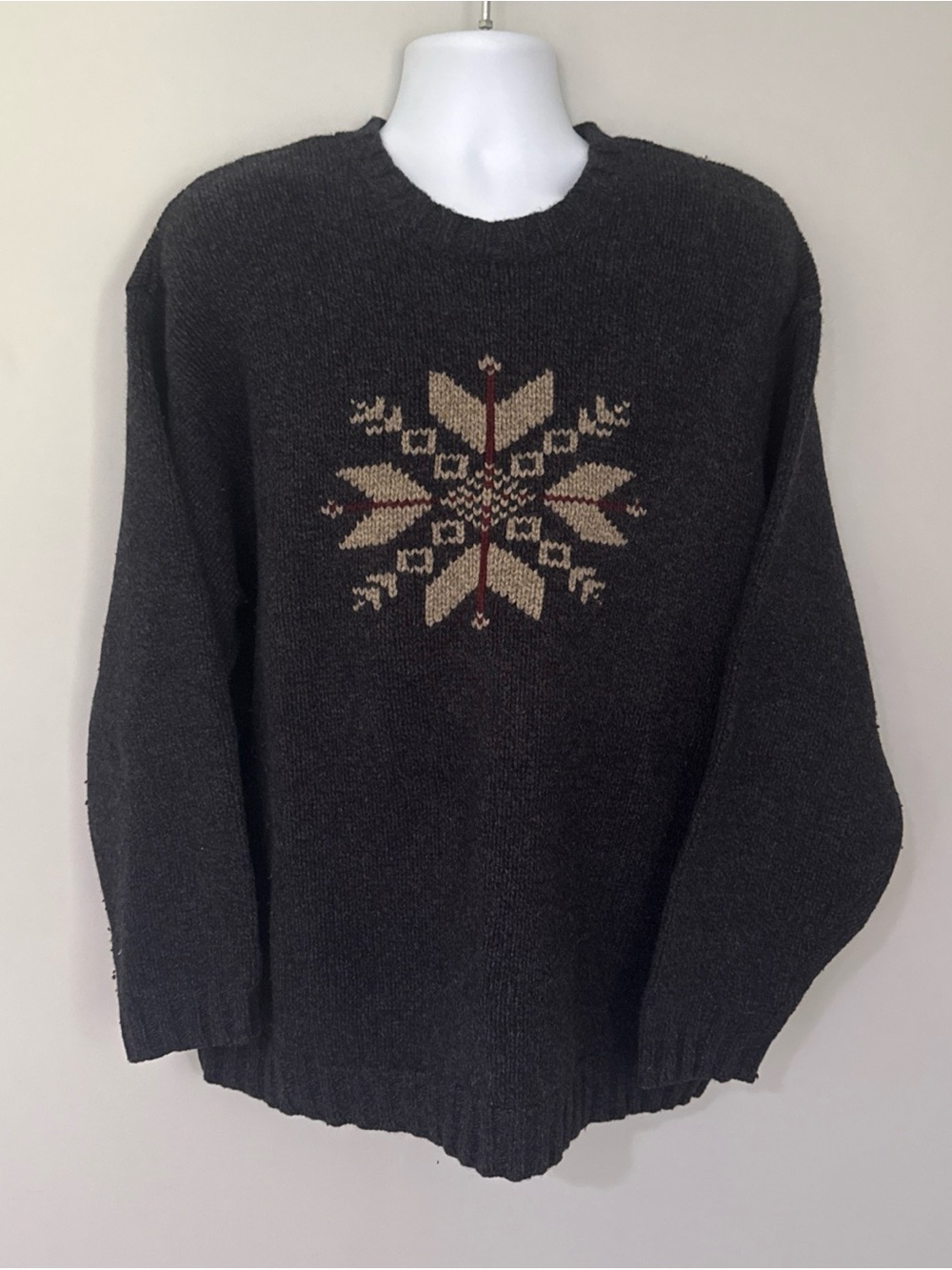 Y2K Abercrombie & Fitch Mens Chunky Knit Snowflake Wool Blend Sweater - XL